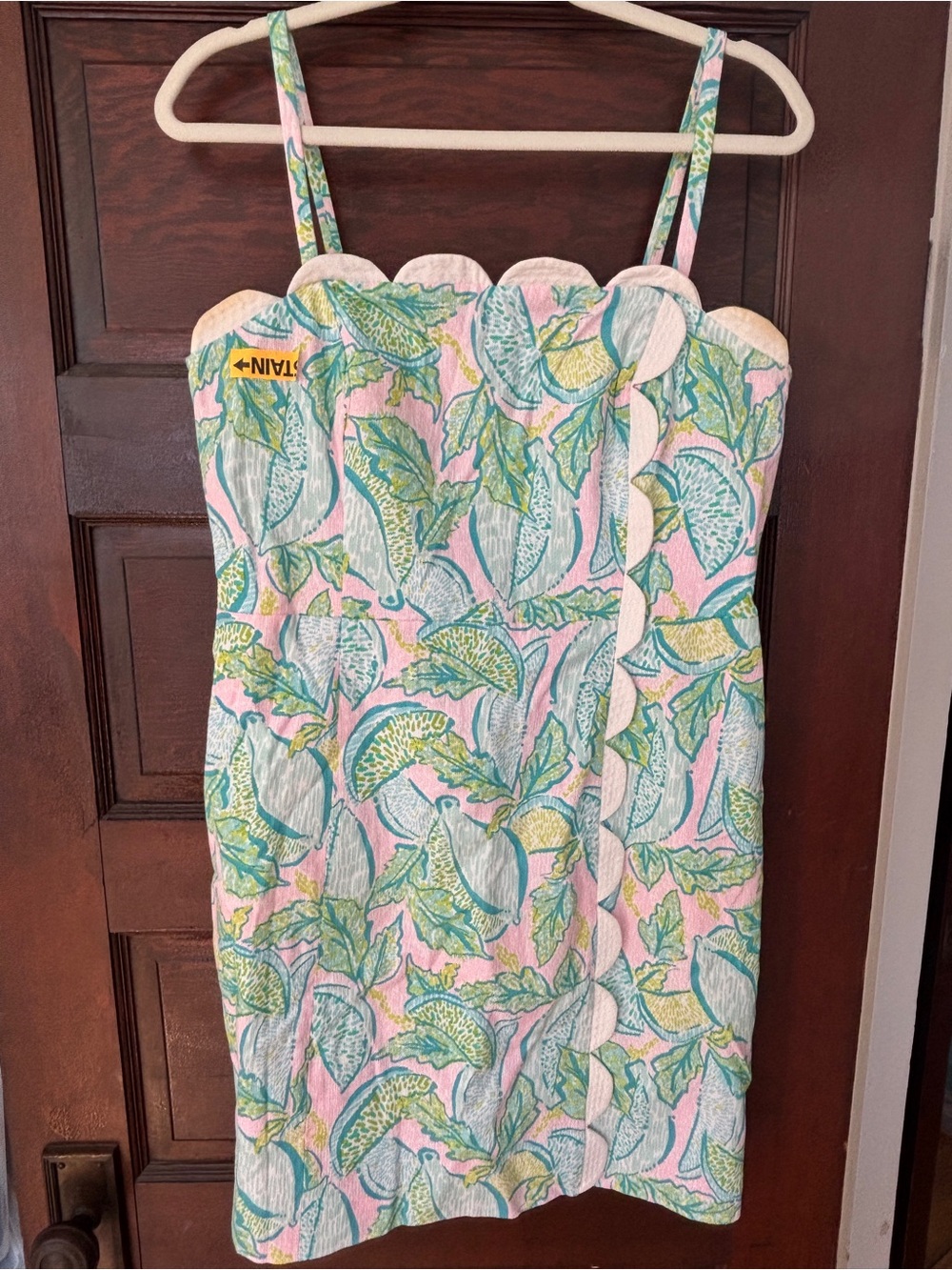 Lilly Pulitzer Pink Tropical Leaf Scallop One-Piece Swim Dress